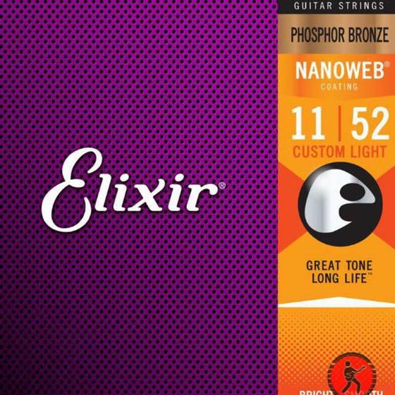 Imagem de Encordoamento elixir 011 violao custom light phosphor bronze aco 16027