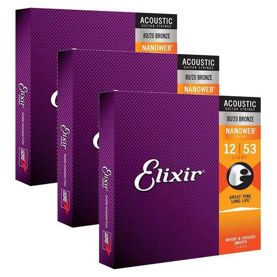 Imagem de Encordoamento Elixir Violão 012 Light Kit com 3