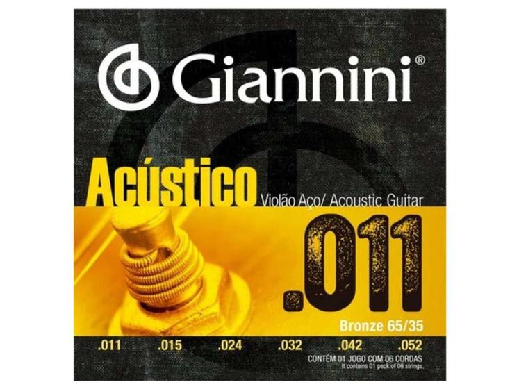 Imagem de Encordoamento Giannini Acústico para Violão .011 Bronze GESPW
