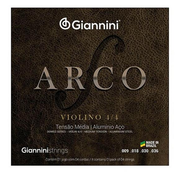 Imagem de Encordoamento Giannini Arco para Violino 4/4 Tensão Média GEAVVA