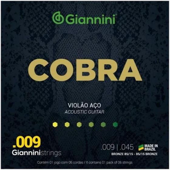 Imagem de Encordoamento Giannini Cobra para Violão .009 Bronze GEEWAK