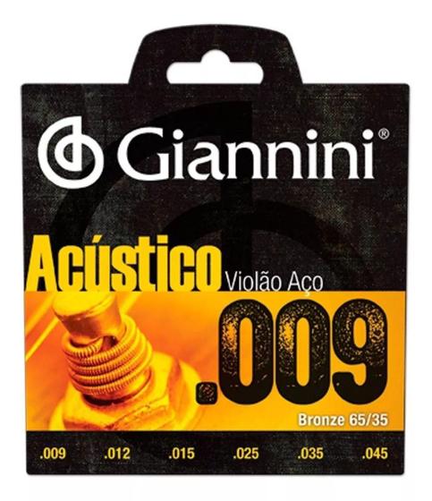 Imagem de Encordoamento Giannini  p/ Violão -- ACÚSTICO 009 --  Bronze 65/35