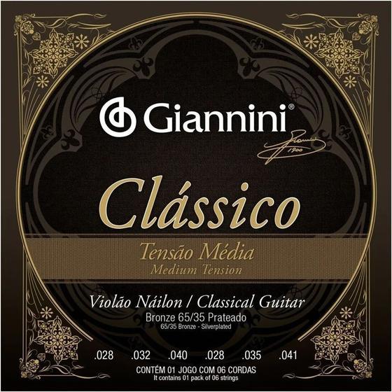 Encordoamento Giannini p/ Violão Nailon Clássico Tensão Média GENWPM Menor preço em Encordoamento Giannini p/ Violão Nailon Clássico Tensão Média GENWPM