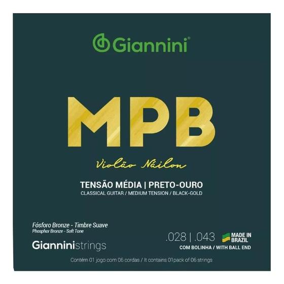 Imagem de Encordoamento giannini violao media mpb genwbg preto ouro