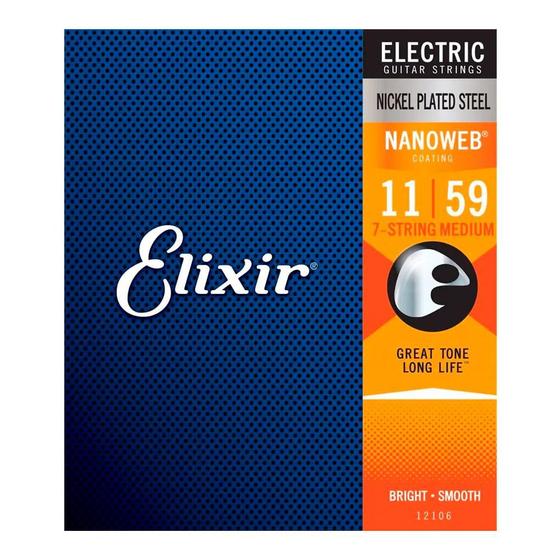 Imagem de Encordoamento Guitarra 7 Cordas .011 Elixir Nanoweb Medium