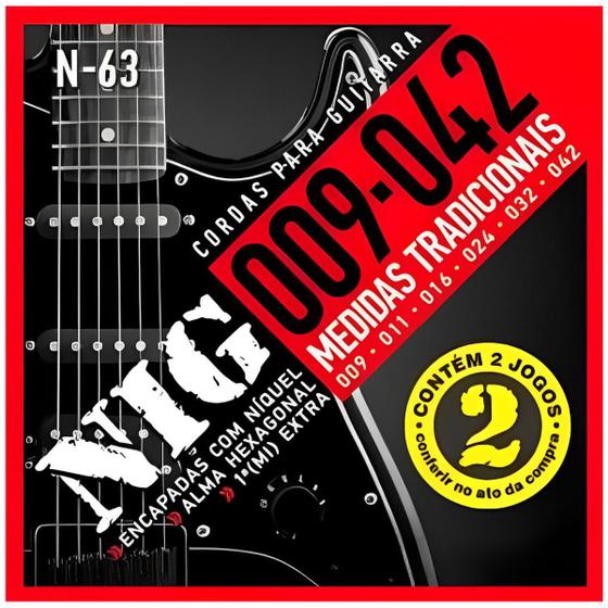 Imagem de Encordoamento Guitarra Nig N-63 .009 - 042” Kit 2 jogos PR2N63L