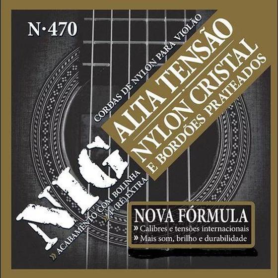 Imagem de Encordoamento Nig N-470 para Violão Nylon Cristal/Prata com Bolinha tensão alta