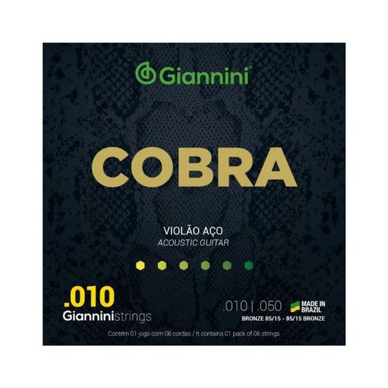 Imagem de Encordoamento p/ violao aco 010 cobra 85/15 giannini geefle