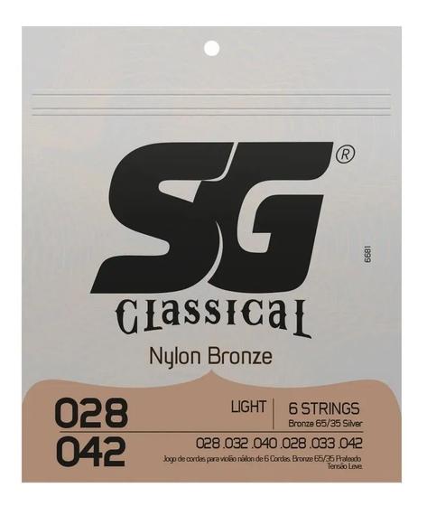 Imagem de Encordoamento P/violão Nylon Bronze 65/35 Prata Tensão Leve Sg 0.028