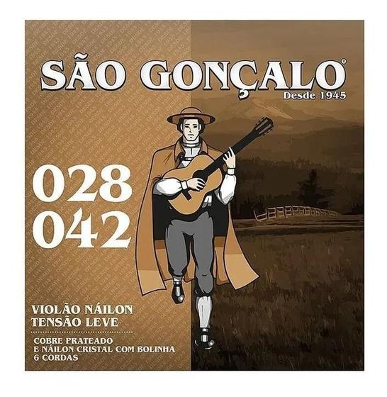 Imagem de Encordoamento P/violão Nylon Cristal Com Bolinha 0.028 - 0.042 Tensão Leve São Gonçalo