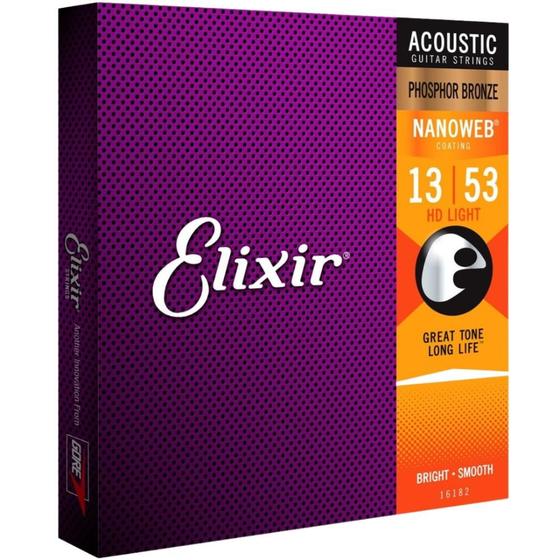 Imagem de Encordoamento P/ Violão Phosphor Bronze Nanoweb Profissional Original Elixir