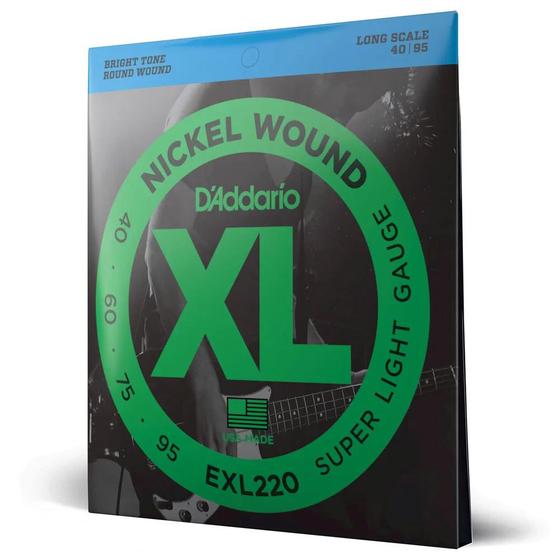 Imagem de Encordoamento para Contrabaixo D'Addario EXL220 de 4 Cordas 0.040