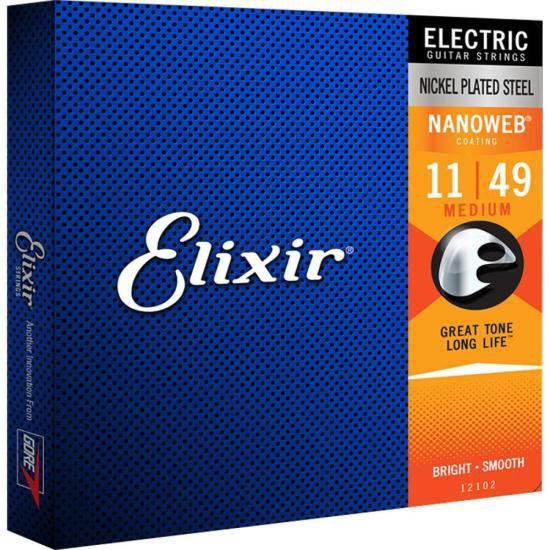 Imagem de Encordoamento Para Guitarra .011 Medium Nanoweb 12102 Elixir