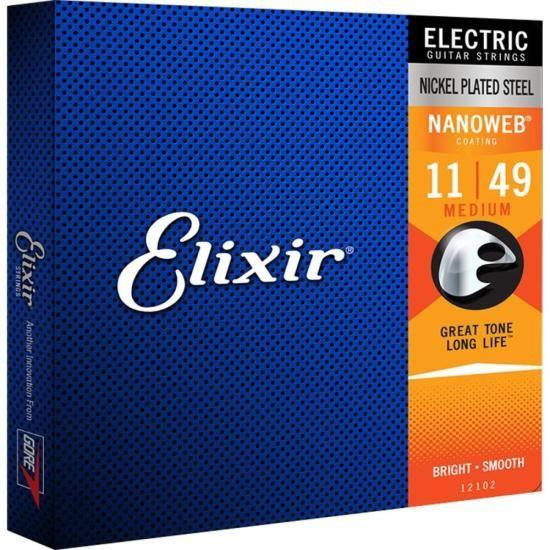 Imagem de Encordoamento Para Guitarra .011 Medium Nanoweb 12102 Elixir