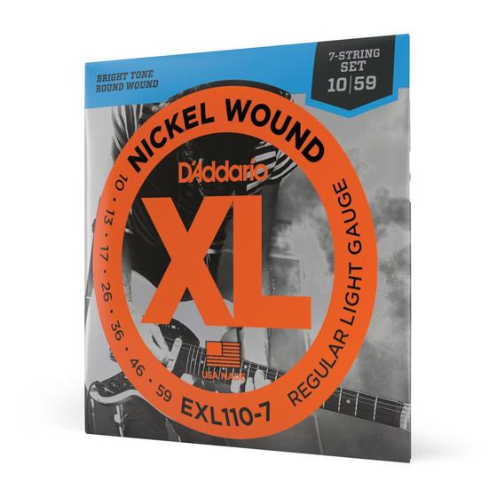 Imagem de Encordoamento Para Guitarra 7-Cordas .010-.059 D'Addario XL Nickel Wound EXL110-7