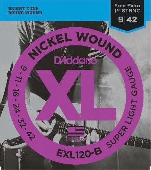 Imagem de Encordoamento para Guitarra - EXL120 6 Cordas Super LIGHT .009-.042 - Corda MI EXTRA - Daddario