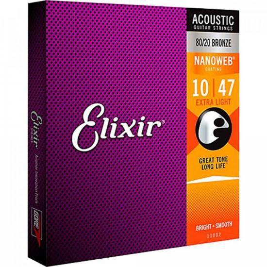 Imagem de Encordoamento Para Violão .010 Extra Light Bronze Nanoweb 11002 Elixir