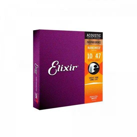 Imagem de Encordoamento Para Violão .010 Extra Light Phosphor Bronze Nanoweb 16002 Elixir