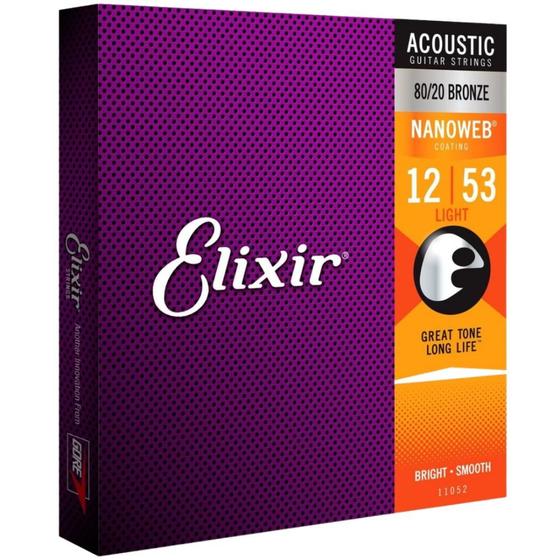 Imagem de Encordoamento Para Violão 012 Aço Light Bronze Com Revestimento Nanoweb 11052 Elixir