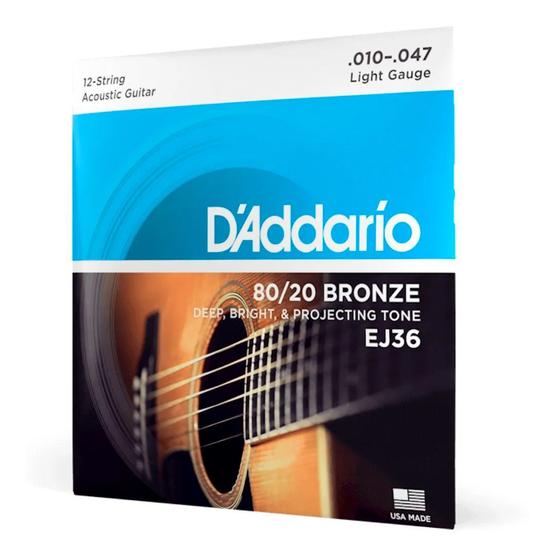 Imagem de Encordoamento para Violão 12 cordas 010 Daddario Bronze Ej36