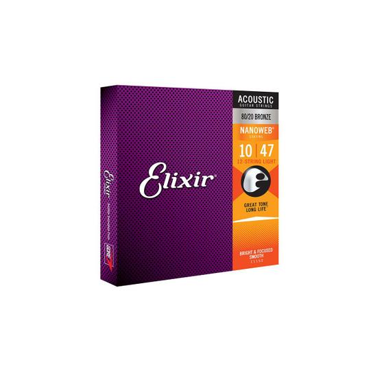 Imagem de Encordoamento para Violão 12 Cordas Elixir .010 Light Bronze 80/20 Nanoweb  11152