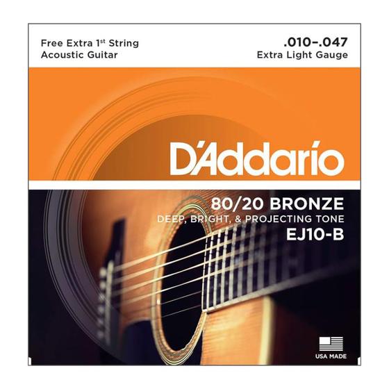 Imagem de Encordoamento Para Violão Aço Ej10-b 80/20 Bronze