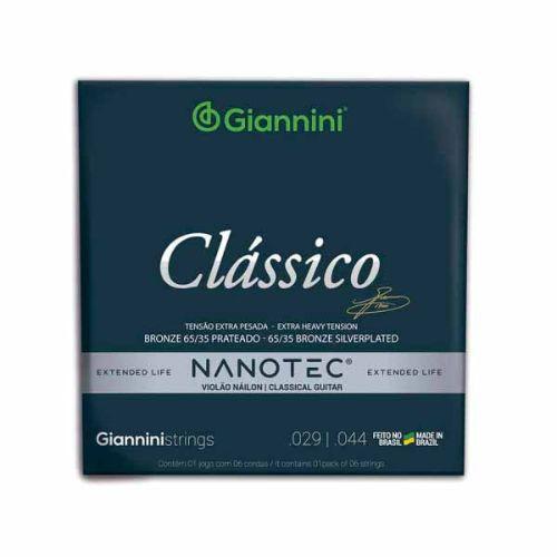 Imagem de Encordoamento Para Violao Nailon 6 Cordas Giannini Nanotec Classico Bronze 65/35 GENWXPA PN Extra Pesada - 25618