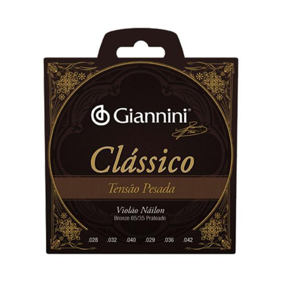 Imagem de Encordoamento para violão nylon 65/35 tensão pesada bronze prateado genwpa - GIANNINI
