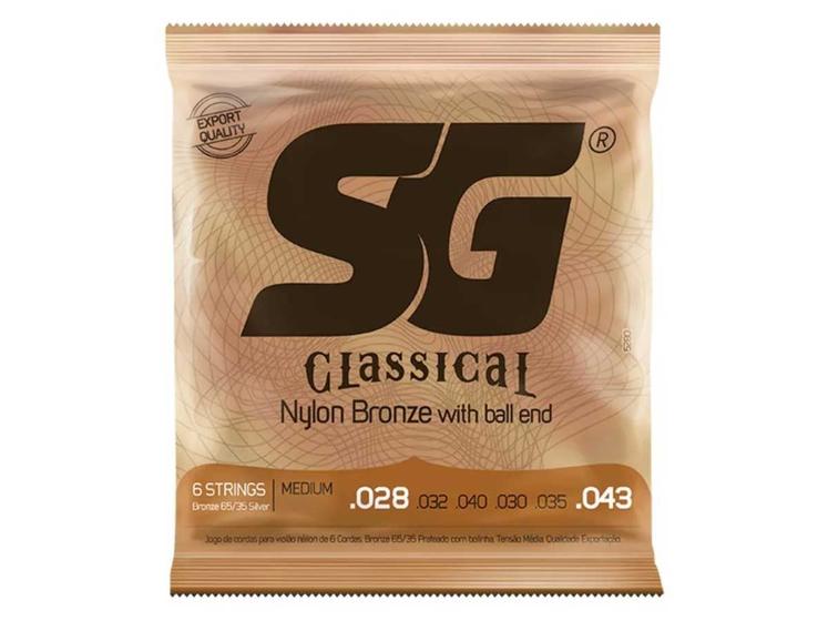 Imagem de Encordoamento para Violão Nylon SG Strings Tensão Média com Bolinha