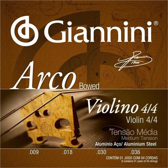 Imagem de Encordoamento Para Violino 4/4 Giannini Tensão Média Geavva