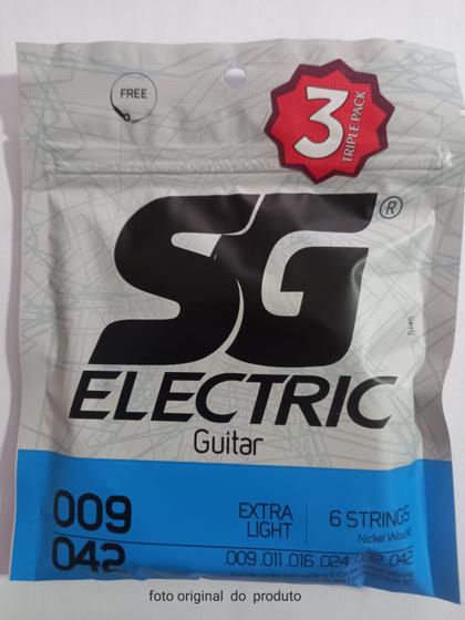 Imagem de Encordoamento SG 009 Niquel para Guitarra Tensão extra leve kit 3pç