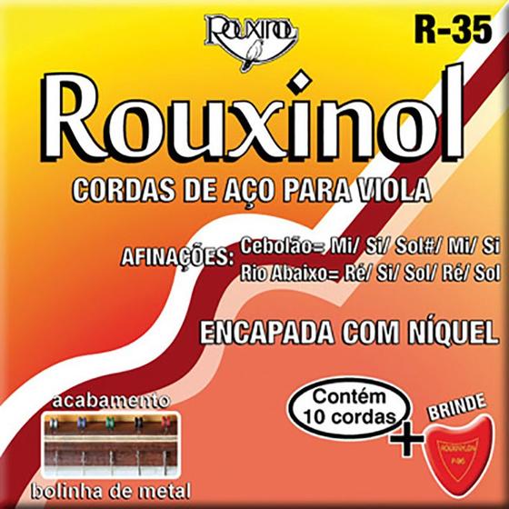 Imagem de Encordoamento Viola Caipira Leve Cebolão Mi Rouxinol Níquel Bolinha R35