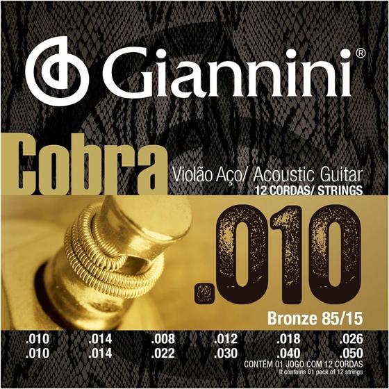 Imagem de Encordoamento Violão 12 C. Giannini 010 Bronze 85/15 Geef12M