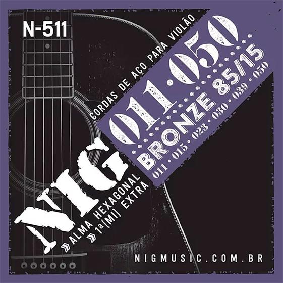 Imagem de Encordoamento Violão Aço 011 NIG Bronze 85/15 N511