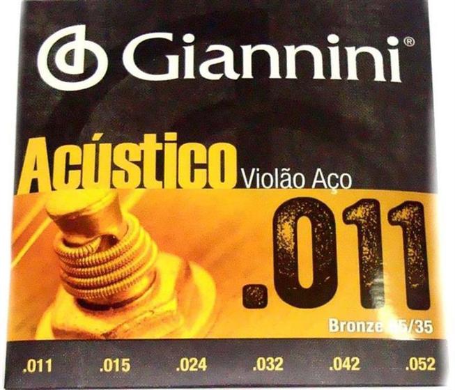 Imagem de Encordoamento Violão Aço Bronze Tensão da Corda 011 Gespw Giannini 