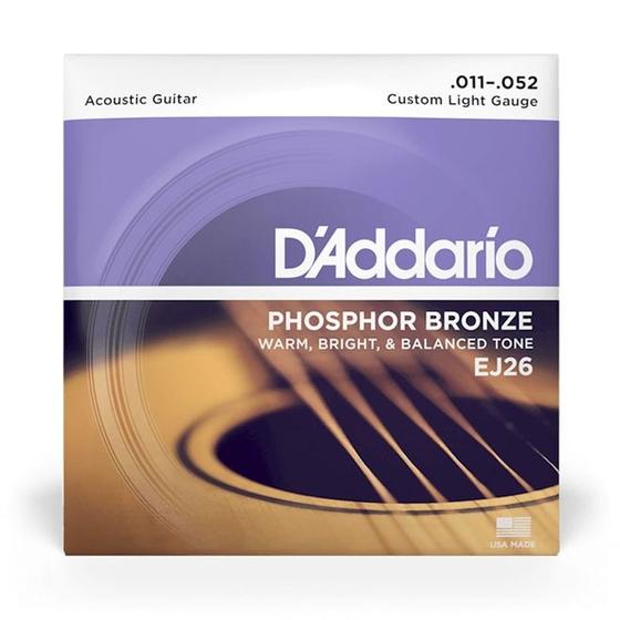 Imagem de Encordoamento Violão Aço D'Addario EJ26 Custom Light 011-052