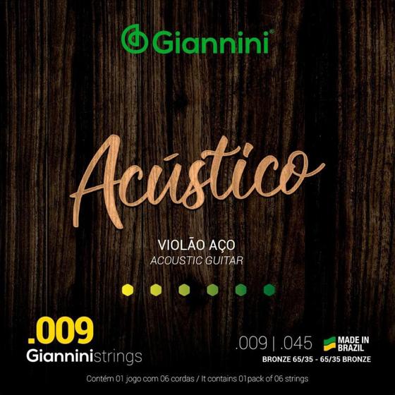 Imagem de Encordoamento violão acústico aço giannini geswal .009