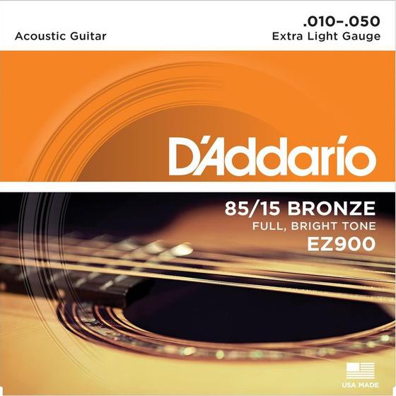Encordoamento Violao Daddario EZ900 .010-.050 Aco Menor preço em Encordoamento Violao Daddario EZ900 .010-.050 Aco