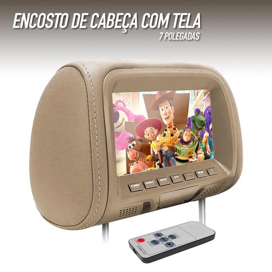 Imagem de Encosto Com Tela Lcd Unidade Bege Peugeot 207 7 Polegadas Dependente Espelhamento Multimídia