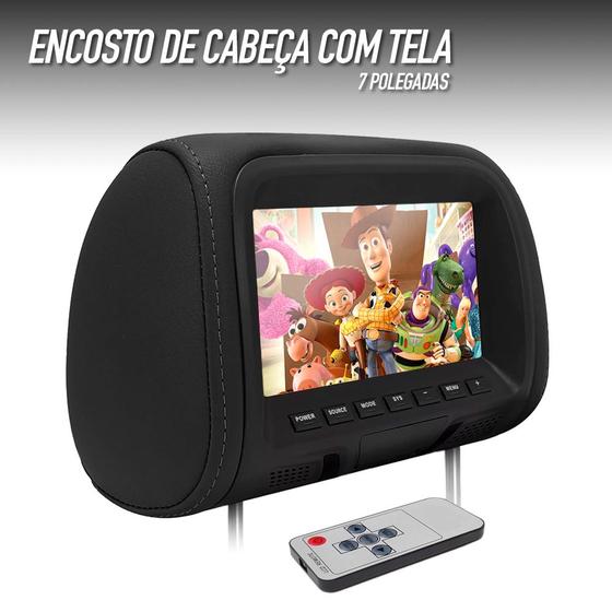 Imagem de Encosto Com Tela Lcd Unidade Preto Fiat Grand Siena Dependente Espelhamento Multimídia