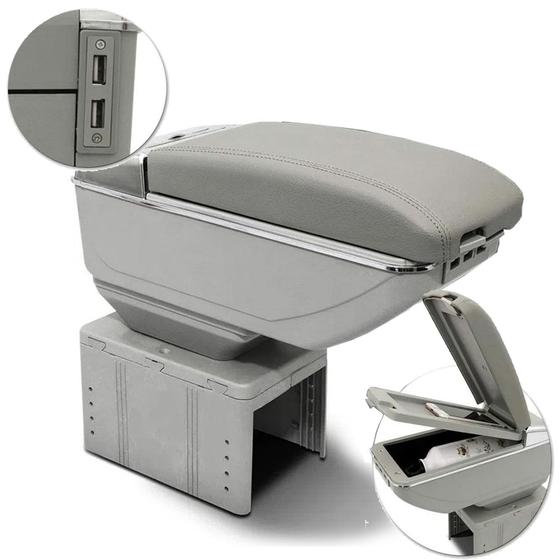 Encosto Descanso Braço Apoio 7 USB Universal Porta Objeto Cinza com Cromado Retrátil Menor preço em Encosto Descanso Braço Apoio 7 USB Universal Porta Objeto Cinza com Cromado Retrátil