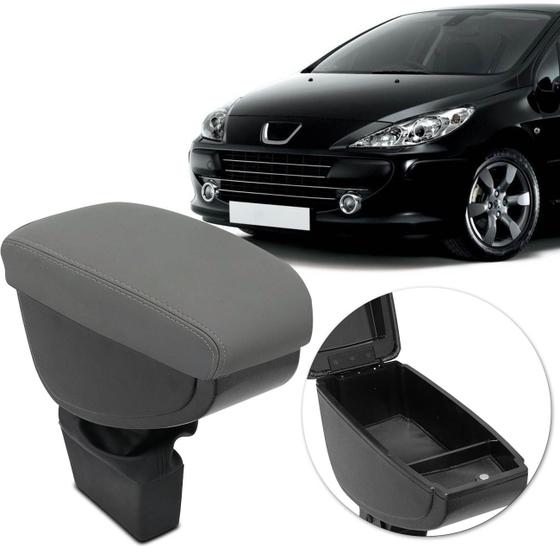 Imagem de Encosto Descanso Braço Apoio Peugeot 307 02 a 12 Cinza material sintético Encaixe Porta Copos Console