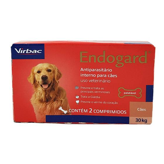 Imagem de Endogard Cães 30kg 2 Comprimidos Virbac Vermífugo