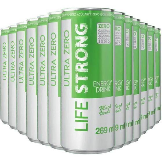 Imagem de Energético Life Strong Energy Drink 12 Unidades Maça Verde