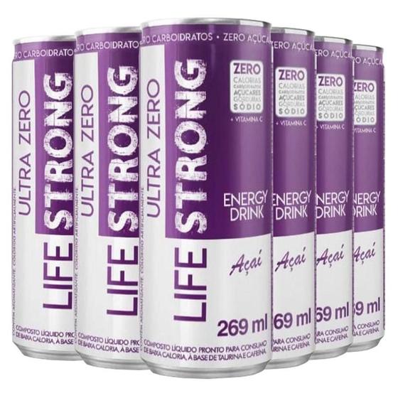 Imagem de Energético Life Strong Energy Drink 6 Unidades Sabor Açai