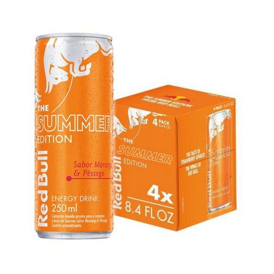 Imagem de Energético Red Bull Morango e Pêssego Edition Pack 4 Unid. 250ml