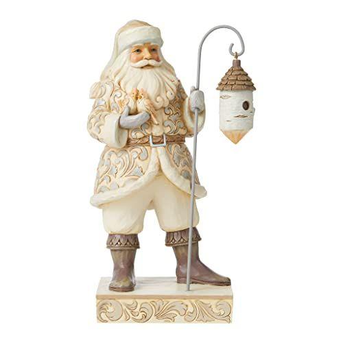 Imagem de Enesco Jim Shore Heartwood Creek White Woodland Santa com estatueta de Birch Birdhouse, 10 polegadas, multicolorido