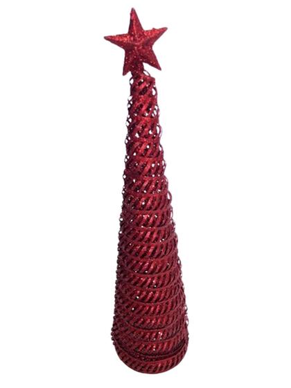 Imagem de Enfeite Árvore Natal Estilizada Decoração em Metal 30 cm Altura Vermelha.