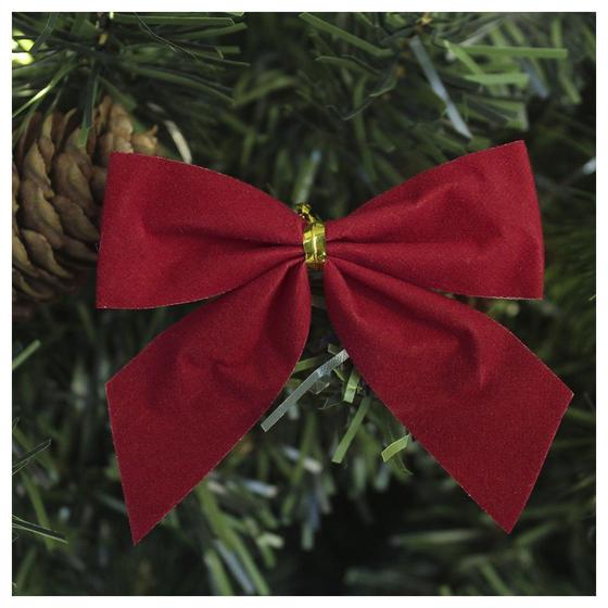 Imagem de Enfeite Árvore Natal Laço Vermelho 7cm 12 Unidades