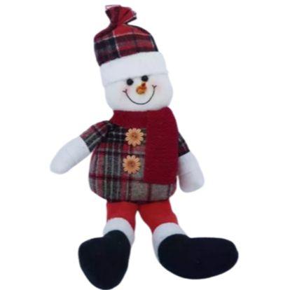 Imagem de Enfeite Boneco de Neve Vermelho Branco Decoração Natal 33cm